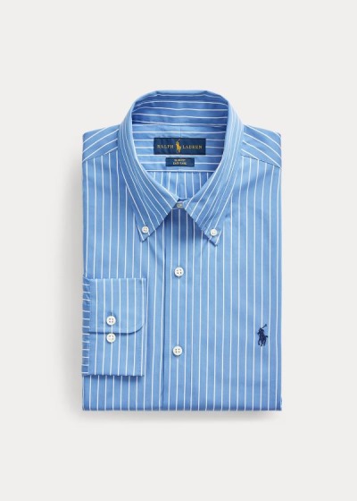 Polo Ralph Lauren Slim Fit Striped Poplin Skjorter Herre Danmark (PVNWT0329)